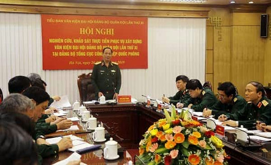  Tiểu ban Văn kiện Đại hội Đảng bộ Quân đội lần thứ XI làm việc với Tổng cục Công nghiệp quốc phòng 